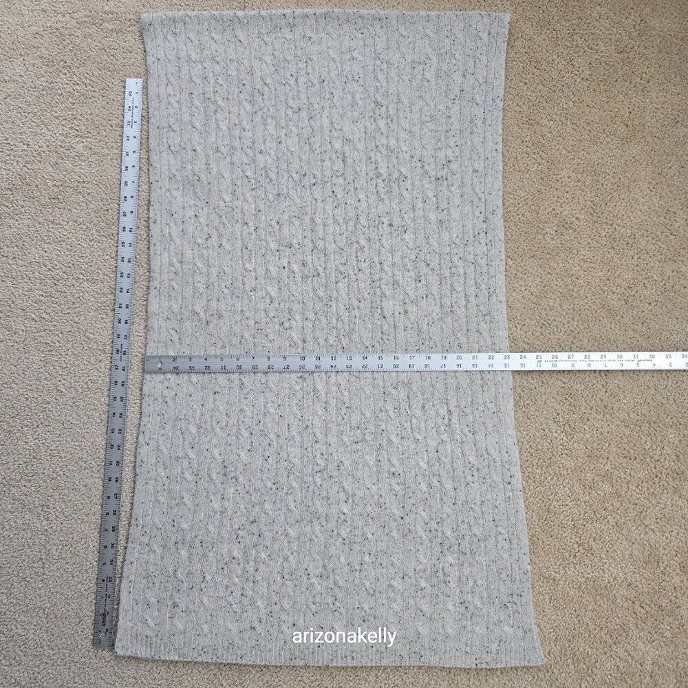 Speckled Cashmere Cable Knit Creme Oversized Scarf - Picture 3 of 13